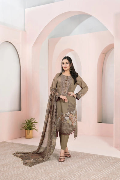 Tawakkal Fabrics 3 Piece Stitched Embroidered Digital Printed Lawn Suit D-7231