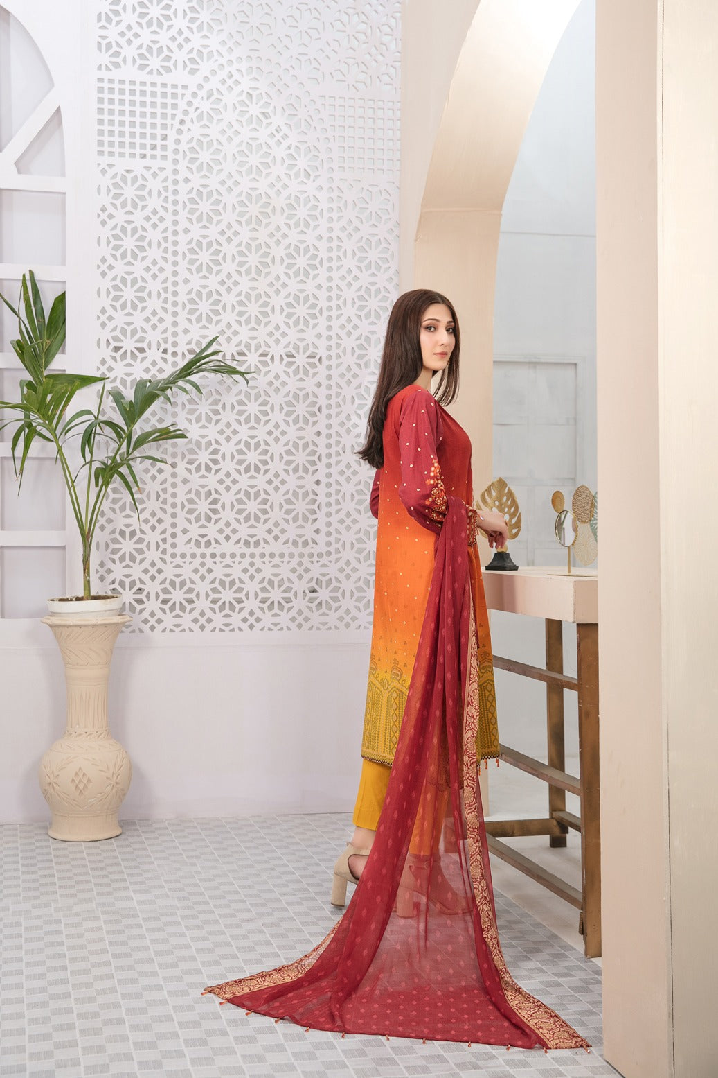 Tawakkal Fabrics 3 Piece Stitched Embroidered Digital Printed Lawn Suit D-7233