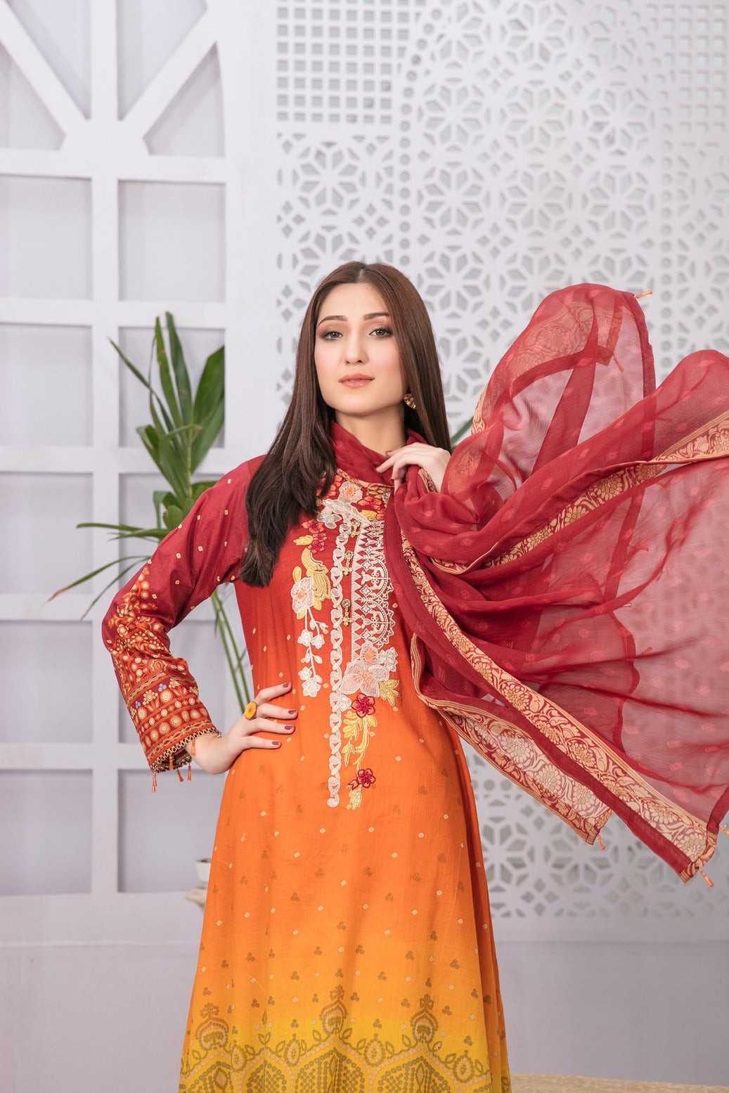 Tawakkal Fabrics 3 Piece Stitched Embroidered Digital Printed Lawn Suit D-7233