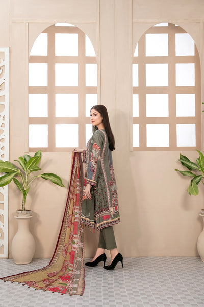 Tawakkal Fabrics 3 Piece Stitched Embroidered Digital Printed Lawn Suit D-7237