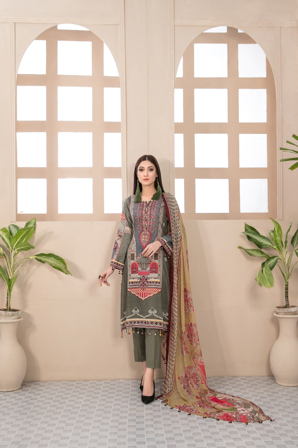 Tawakkal Fabrics 3 Piece Stitched Embroidered Digital Printed Lawn Suit D-7237
