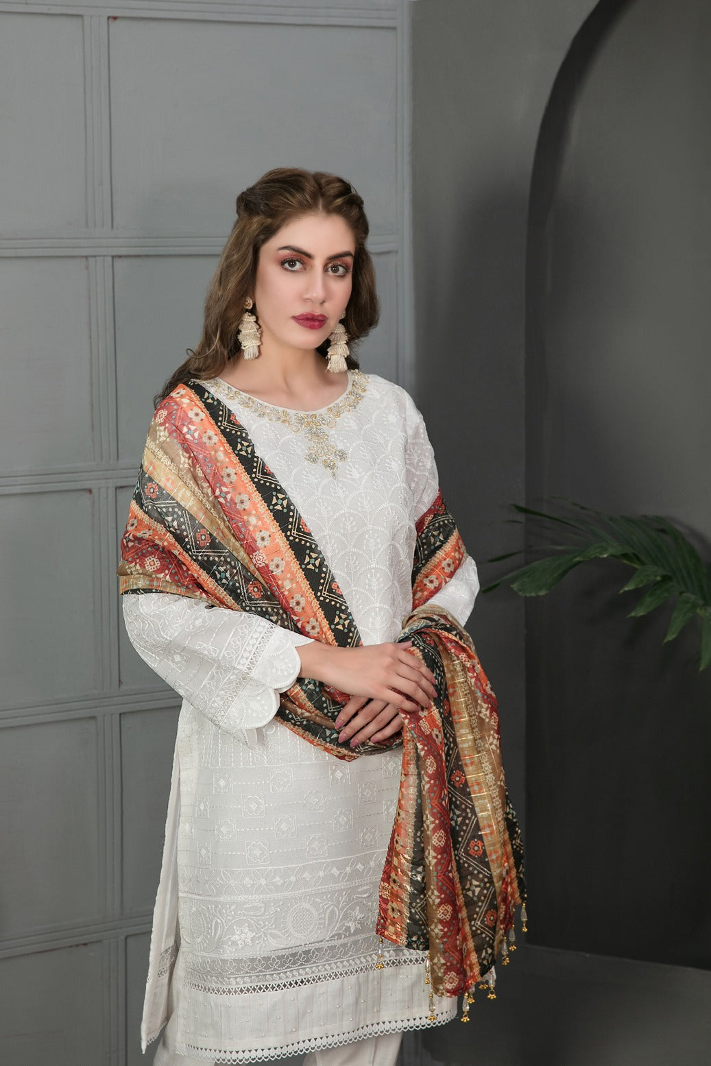 Tawakkal Fabrics 3 Piece Stitched Organza Embroidered Suit D-7277