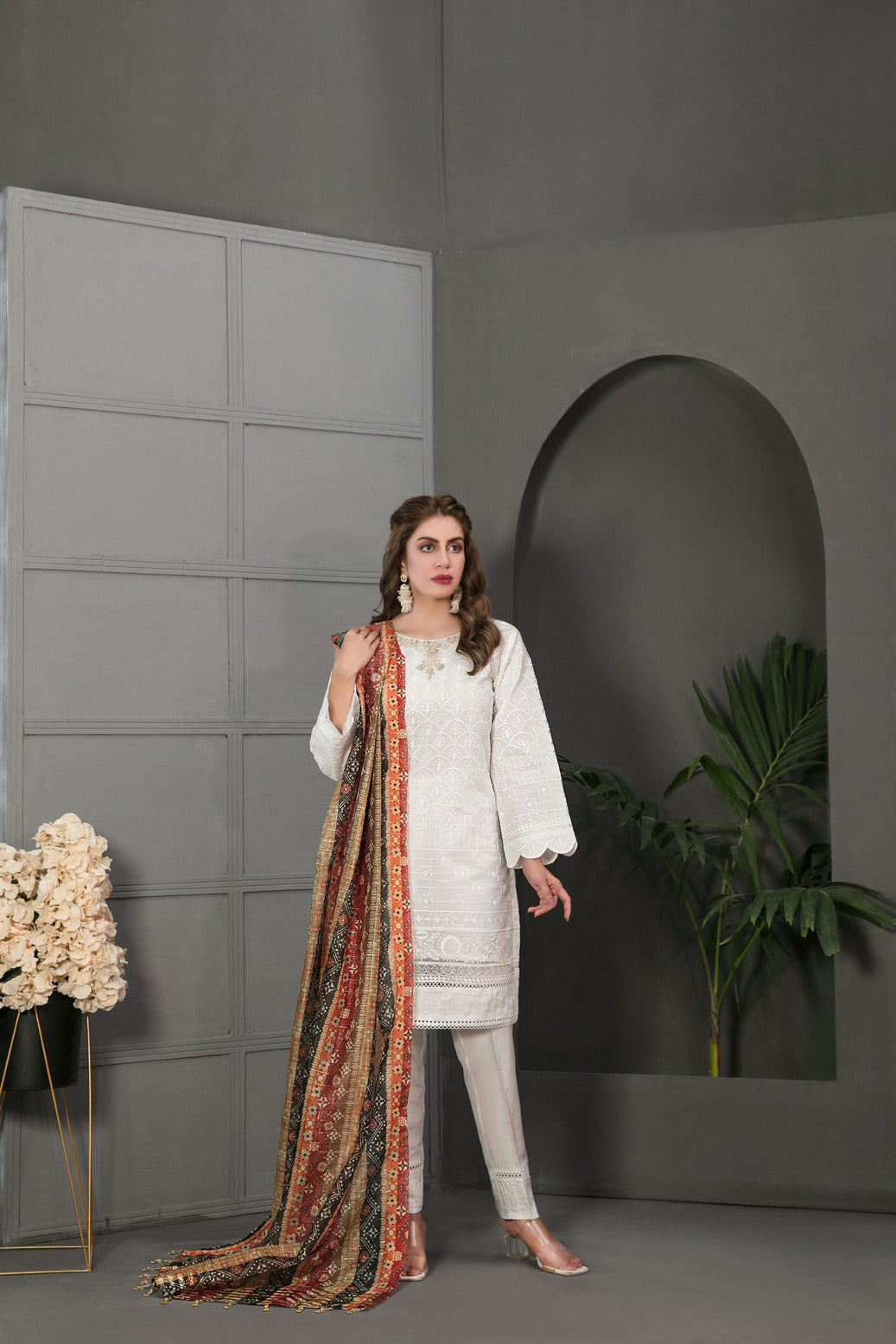 Tawakkal Fabrics 3 Piece Stitched Organza Embroidered Suit D-7277