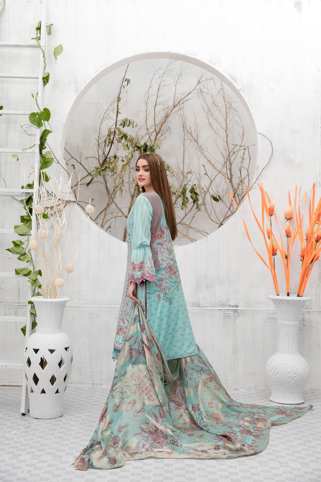 Tawakkal Fabrics 3 Piece Stitched Embroidered Digital Printed Lawn Suit D-7342