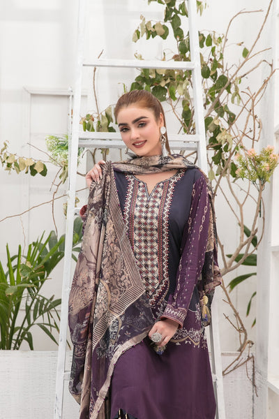 Tawakkal Fabrics 3 Piece Stitched Embroidered Digital Printed Lawn Suit D-7343