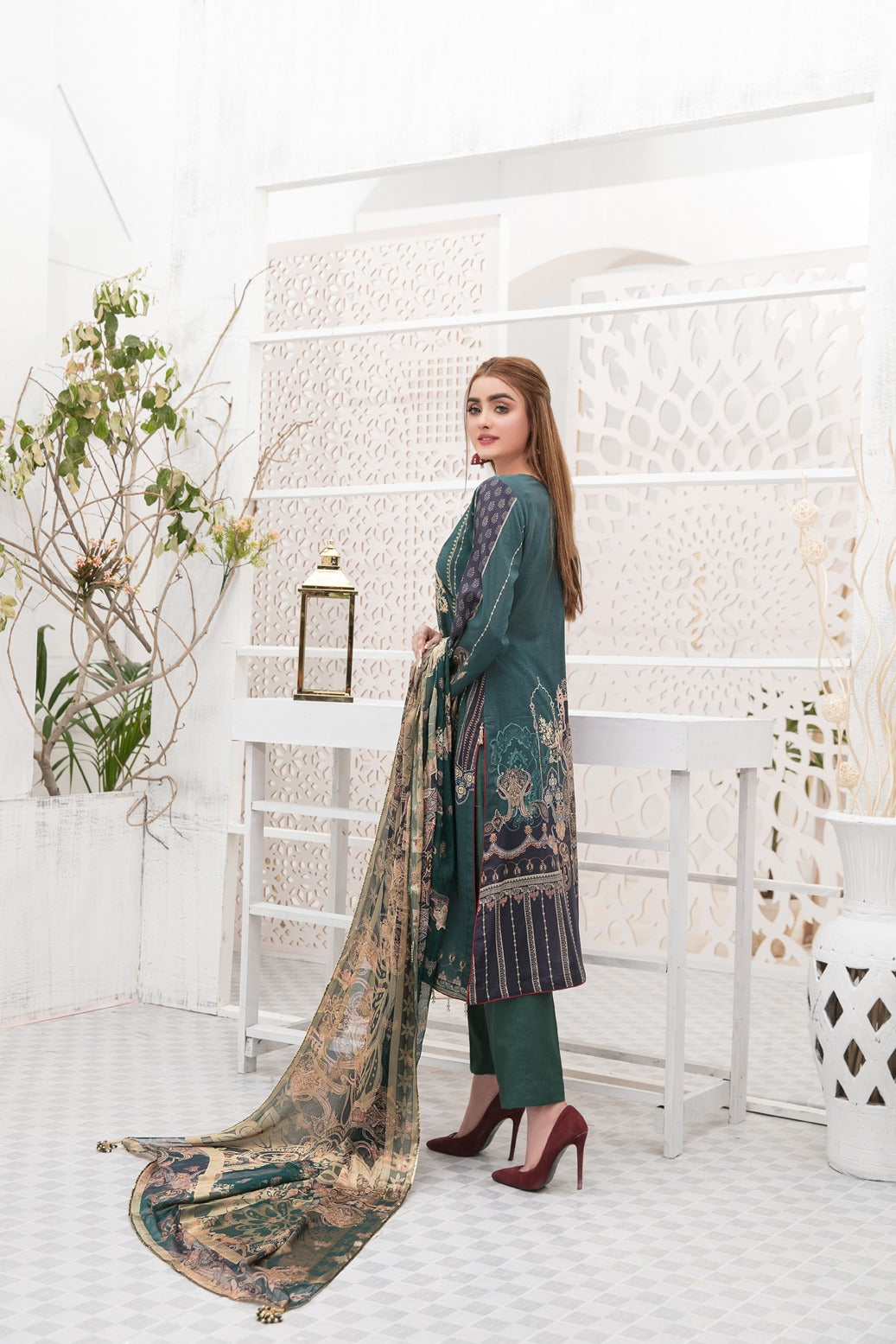 Tawakkal Fabrics 3 Piece Stitched Embroidered Digital Printed Lawn Suit D-7348