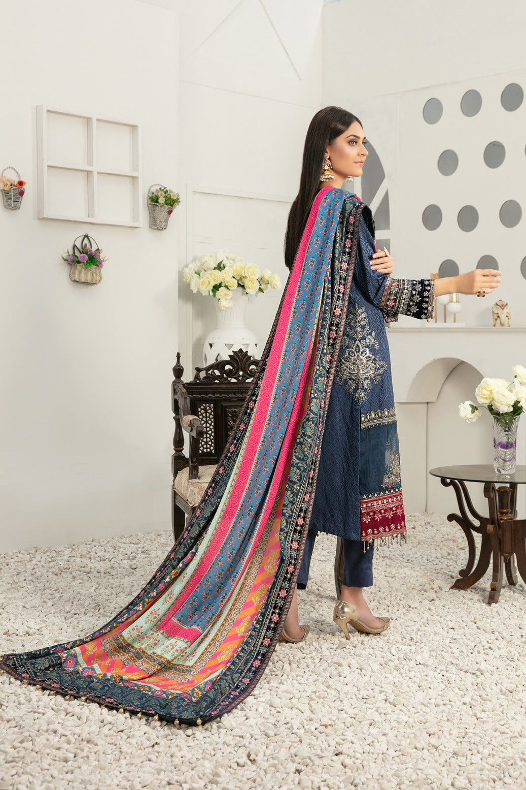 Tawakkal Fabrics 3 Piece Stitched Fancy Heavy Embroidered Suit D-7376