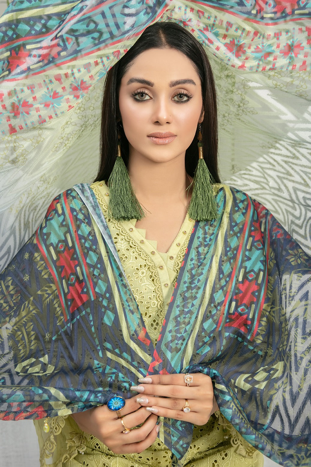 Tawakkal Fabrics 3 Piece Stitched Schiffli Embroidered Lawn Suit D-7414