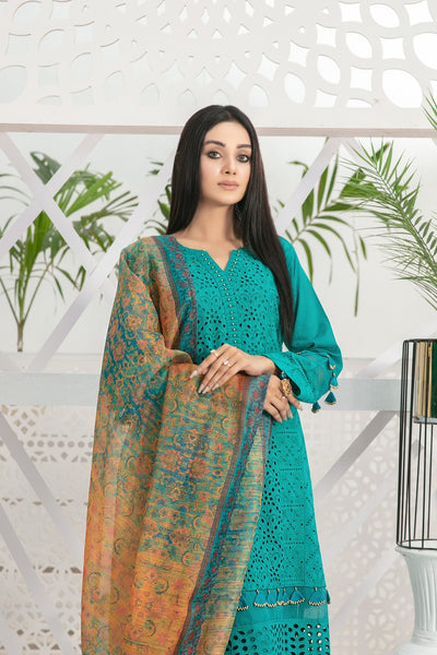 Tawakkal Fabrics 3 Piece Stitched Schiffli Embroidered Lawn Suit D-7420