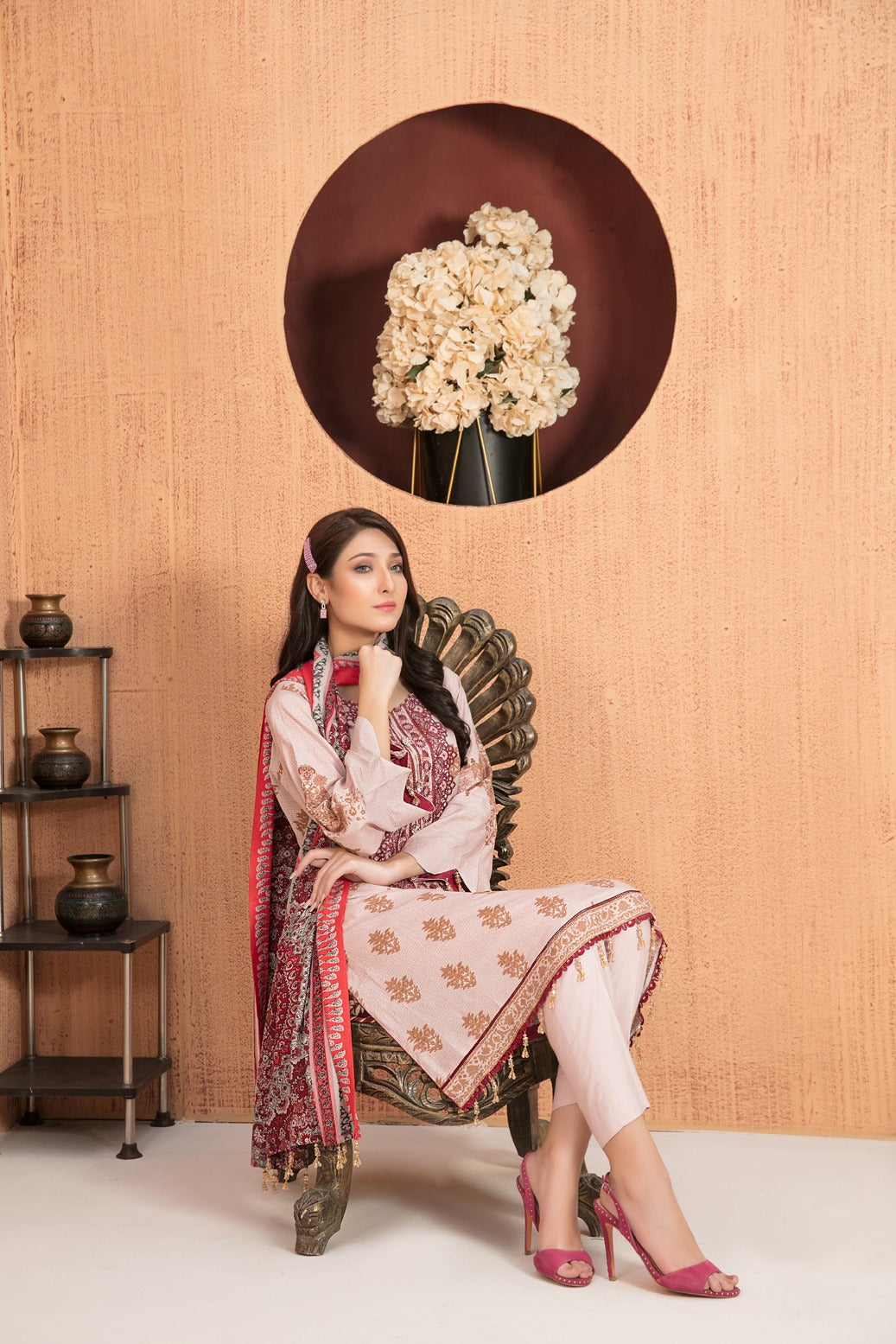 Tawakkal Fabrics 3 Piece Stitched Embroidered Digital Printed Linen Suit D-7534