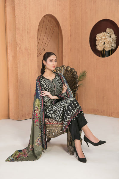 Tawakkal Fabrics 3 Piece Stitched Embroidered Digital Printed Linen Suit D-7536