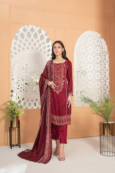 Tawakkal Fabrics 3 Piece Stitched Embroidered Digital Printed Linen Suit D-7539