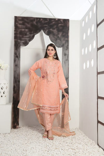 Tawakkal Fabrics 3 Piece Stitched Heavy Embroidered Organza Suit D-7560