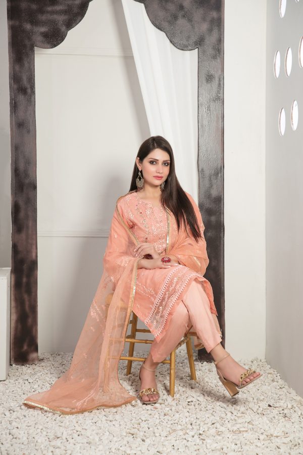 Tawakkal Fabrics 3 Piece Stitched Heavy Embroidered Organza Suit D-7560