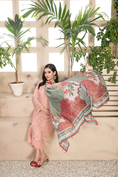 Tawakkal Fabrics 3 Piece Stitched Schiffli Embroidered Viscose Suit D-7575