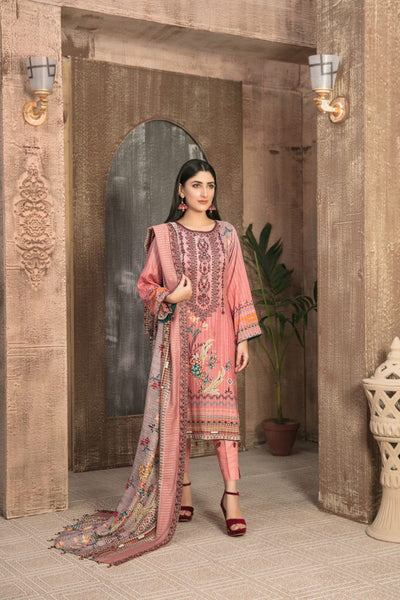 Tawakkal Fabrics 3 Piece Stitched Embroidered Digital Printed Staple Linen with Mirror Work Suit D-7697