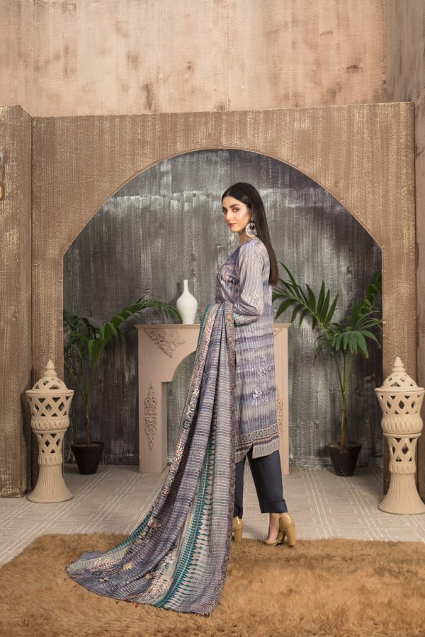 Tawakkal Fabrics 3 Piece Stitched Embroidered Digital Printed Staple Linen with Mirror Work Suit D-7698