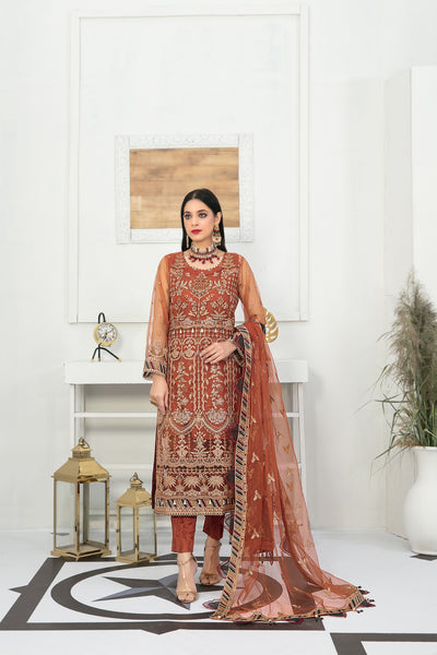Tawakkal Fabrics 3 Piece Stitched Heavy Embroidered Fancy Suit D-7700