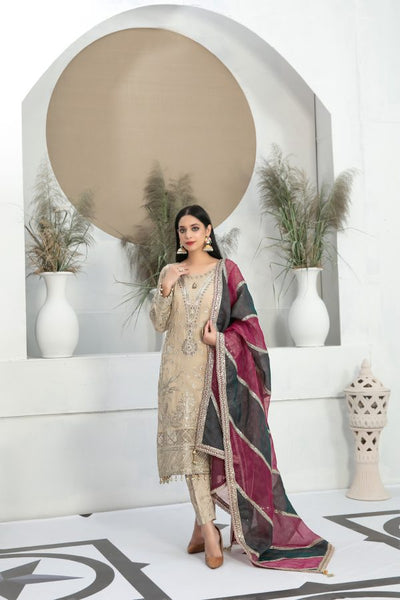 Tawakkal Fabrics 3 Piece Stitched Heavy Embroidered Fancy Suit D-7707