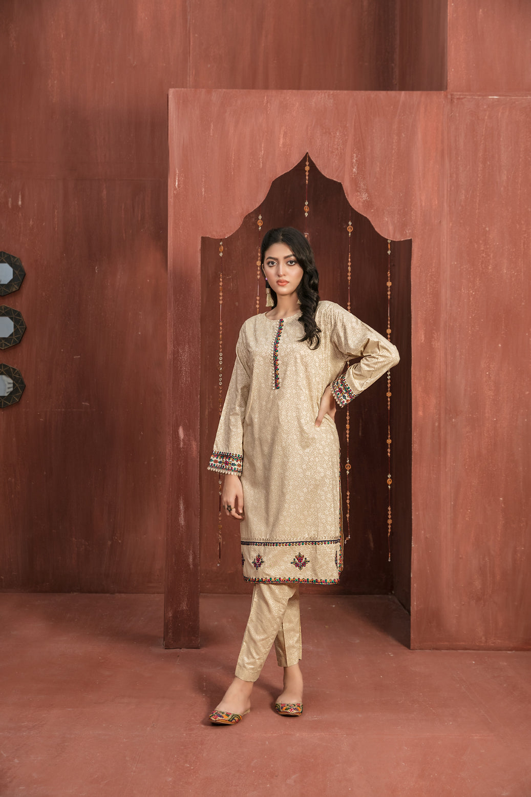 Tawakkal Fabrics 2 Piece Stitched Embroidered Viscose Paste Printed Suit D-7714