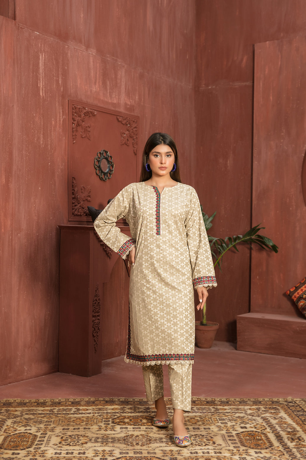 Tawakkal Fabrics 2 Piece Stitched Embroidered Viscose Paste Printed Suit D-7716