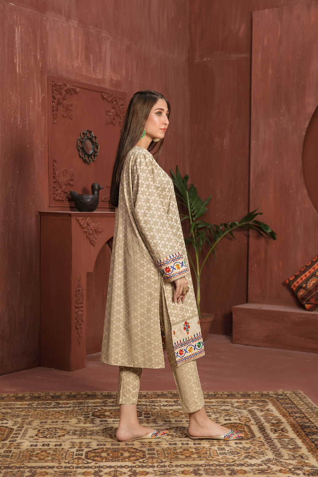 Tawakkal Fabrics 2 Piece Stitched Embroidered Viscose Paste Printed Suit D-7717