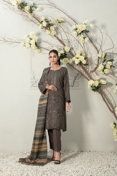 Tawakkal Fabrics 3 Piece Stitched Fancy Embroidered 2-tone Leather Suit D-7849