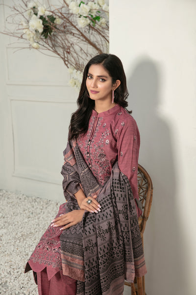 Tawakkal Fabrics 3 Piece Stitched Fancy Embroidered 2-tone Leather Suit D-7850