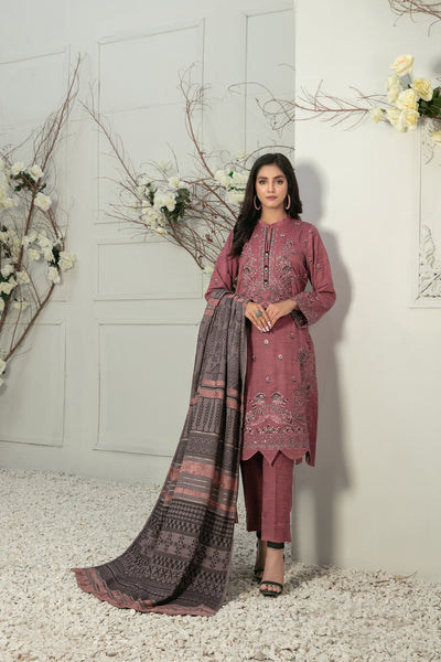 Tawakkal Fabrics 3 Piece Stitched Fancy Embroidered 2-tone Leather Suit D-7850