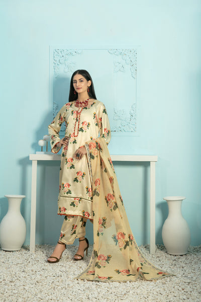 Tawakkal Fabrics 3 Piece Stitched Digital Printed Silk Suit D-7867
