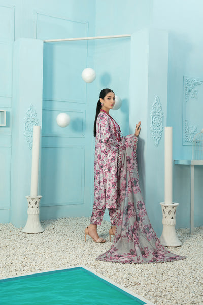 Tawakkal Fabrics 3 Piece Stitched Digital Printed Silk Suit D-7872