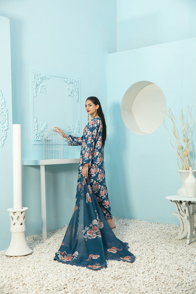 Tawakkal Fabrics 3 Piece Stitched Digital Printed Silk Suit D-7874
