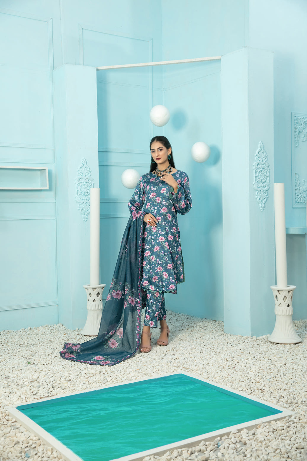 Tawakkal Fabrics 3 Piece Stitched Digital Printed Silk Suit D-7879