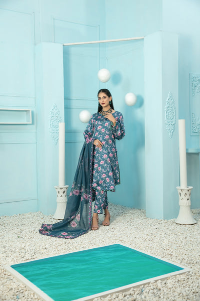 Tawakkal Fabrics 3 Piece Stitched Digital Printed Silk Suit D-7879