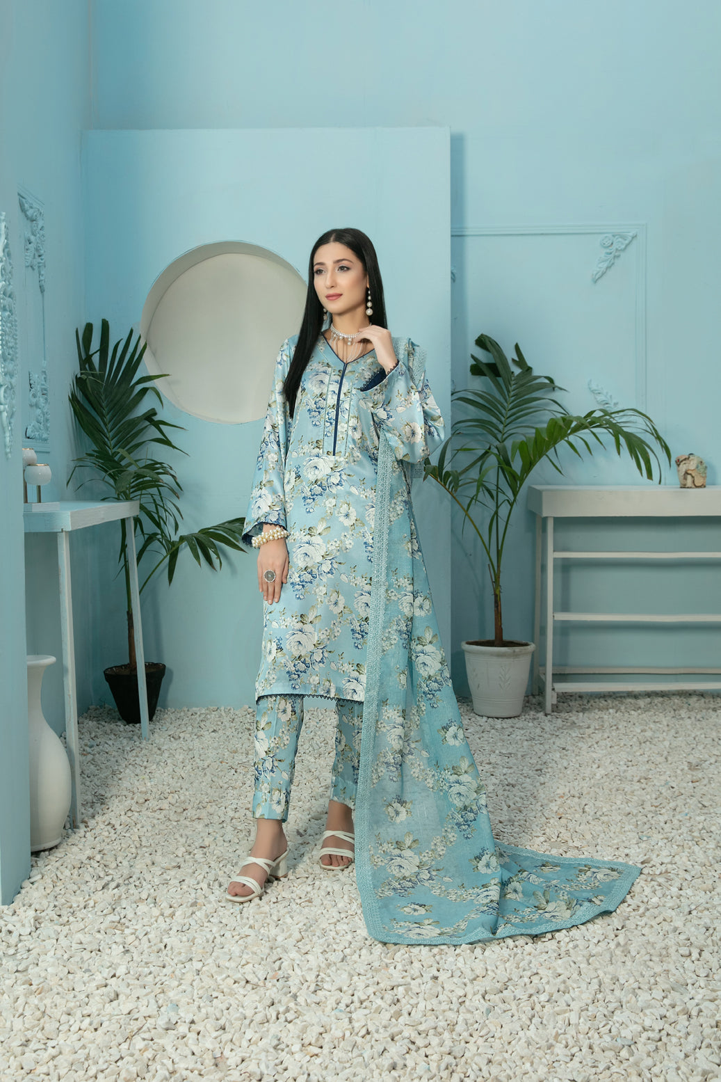 Tawakkal Fabrics 3 Piece Stitched Digital Printed Silk Suit D-7880