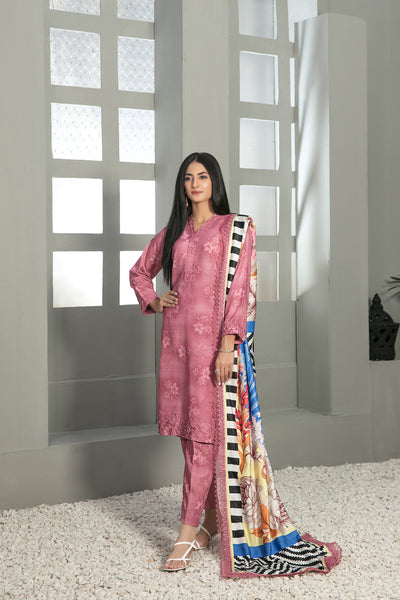 Tawakkal Fabrics 3 Piece Stitched Fancy Embroidered 2-tone Leather Suit D-7892