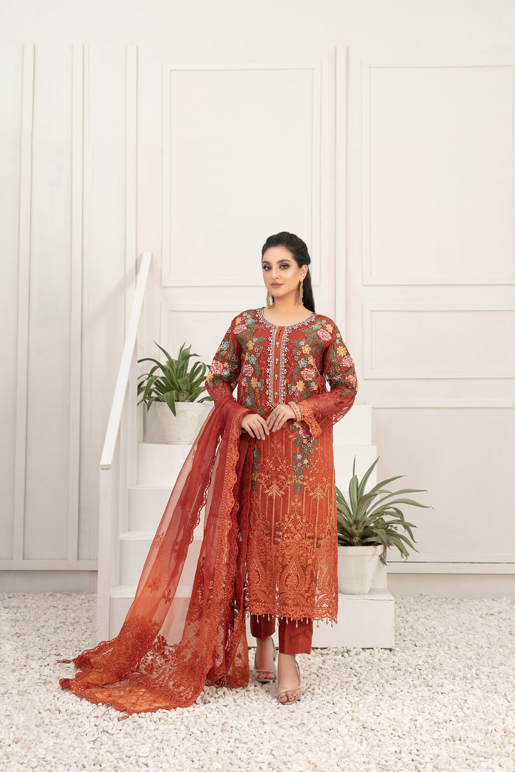 Tawakkal Fabrics 3 Piece Stitched Embroidered Fancy Chiffon Suit D-7994