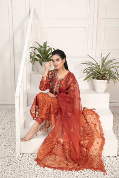 Tawakkal Fabrics 3 Piece Stitched Embroidered Fancy Chiffon Suit D-7994