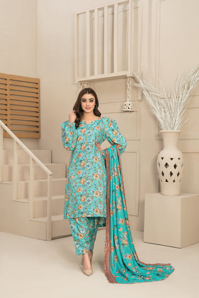 Tawakkal Fabrics 3 Piece Stitched Digital Printed Linen Suit D-8039