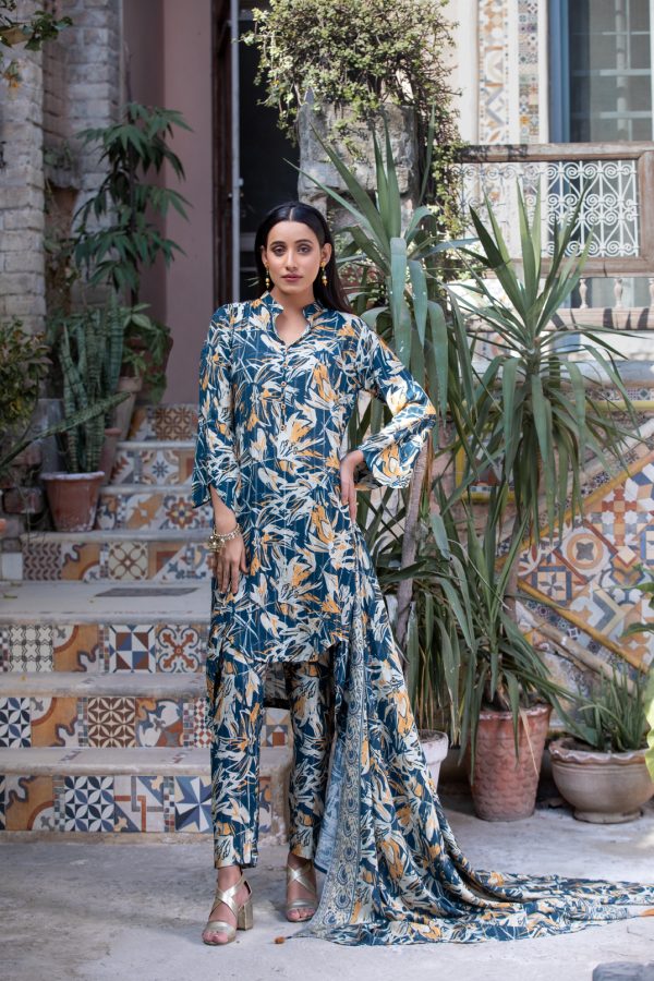 Tawakkal Fabrics 3 Piece Stitched Digital Printed Staple Lorex Slub Suit D-8235