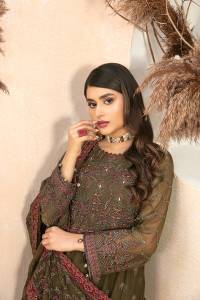 Tawakkal Fabrics 3 Piece Stitched Embroidered Net Suit D-8249