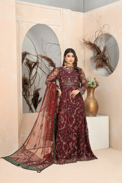 Tawakkal Fabrics 3 Piece Stitched Embroidered Net Suit D-8251