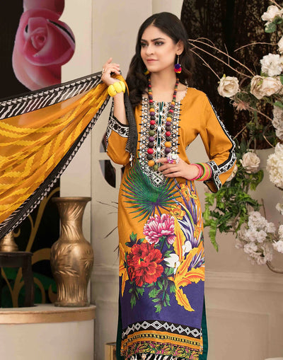 Amna Sohail By Tawakkal Fabrics 3 Piece Stitched Lavish Intricacy Suit D-1302-A