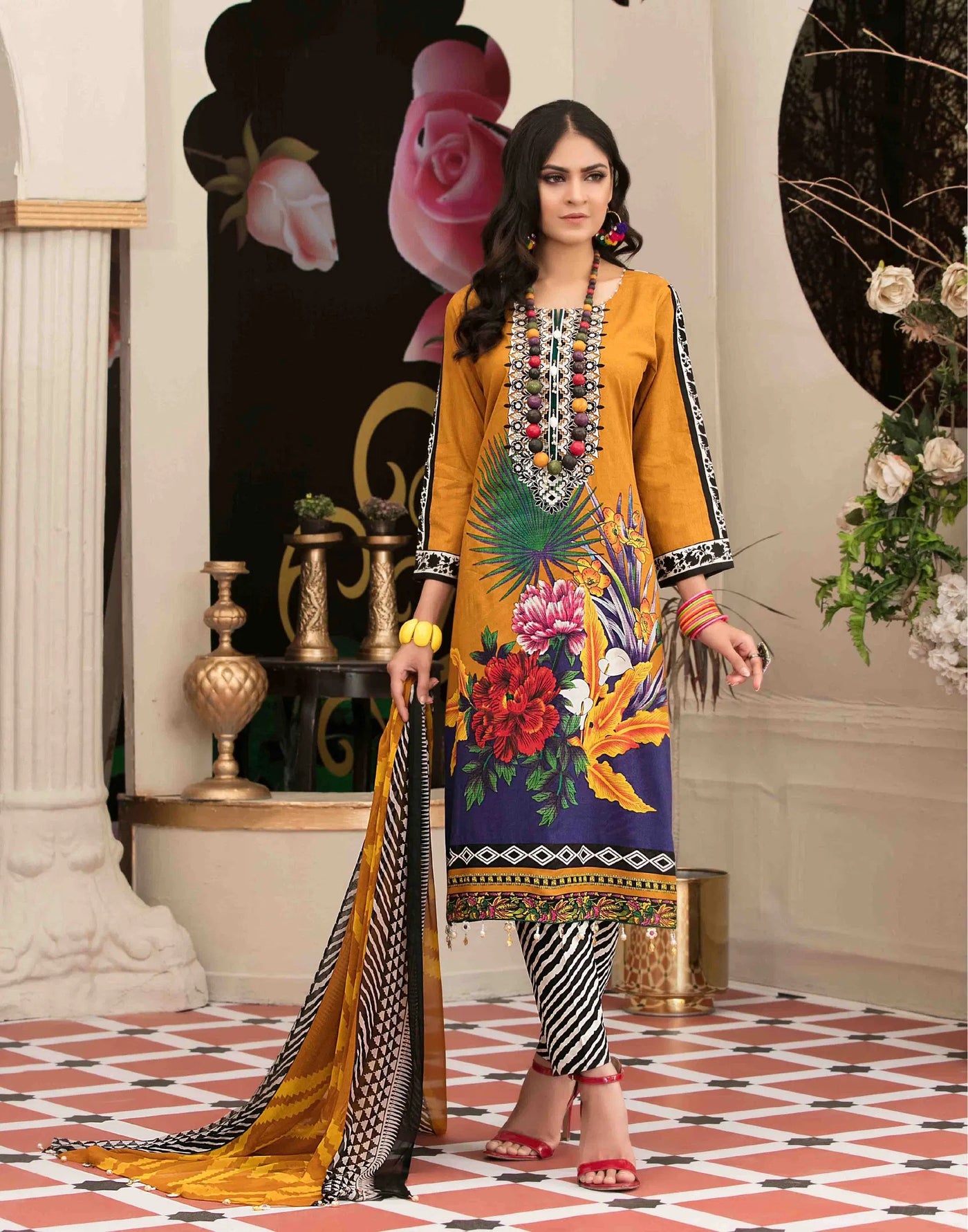 Amna Sohail By Tawakkal Fabrics 3 Piece Stitched Lavish Intricacy Suit D-1302-A