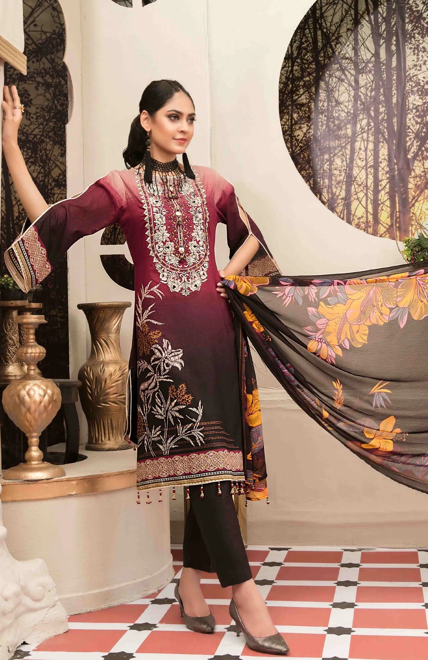Amna Sohail By Tawakkal Fabrics 3 Piece Stitched Lavish Intricacy Suit D-1306-A
