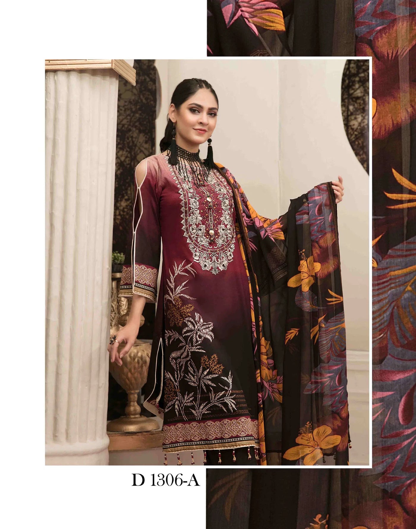 Amna Sohail By Tawakkal Fabrics 3 Piece Stitched Lavish Intricacy Suit D-1306-A