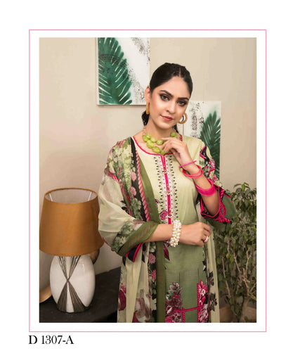 Amna Sohail By Tawakkal Fabrics 3 Piece Stitched Lavish Intricacy Suit D-1307-A