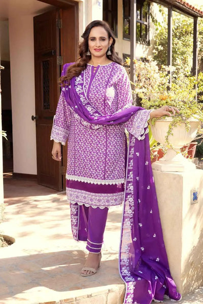 Gul Ahmed 3PC Lawn Unstitched Suit With Embroidered Denting Lawn Dupatta DM-22013