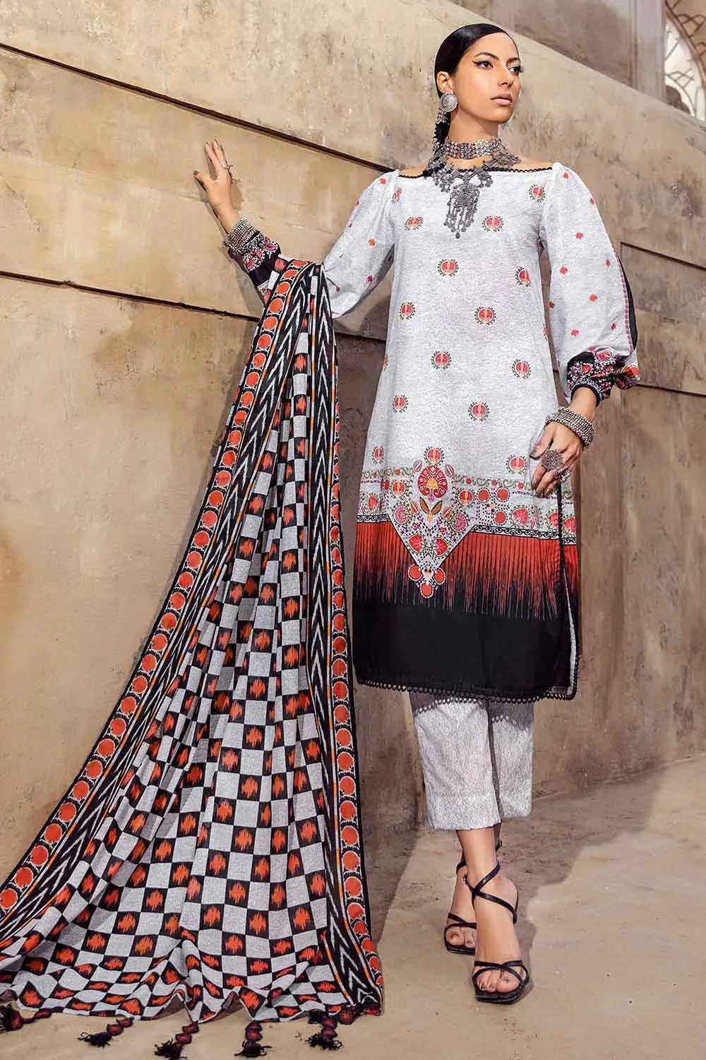Gul Ahmed 3PC Stitched Printed Lawn Suit Aloe Vera Finish DN-22055