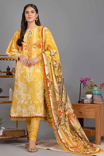 Gul Ahmed 3PC Unstitched Lawn Embroidered Suit with Printed Dupatta DN-22087